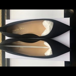 Dior Pointed Black Canvas Flat